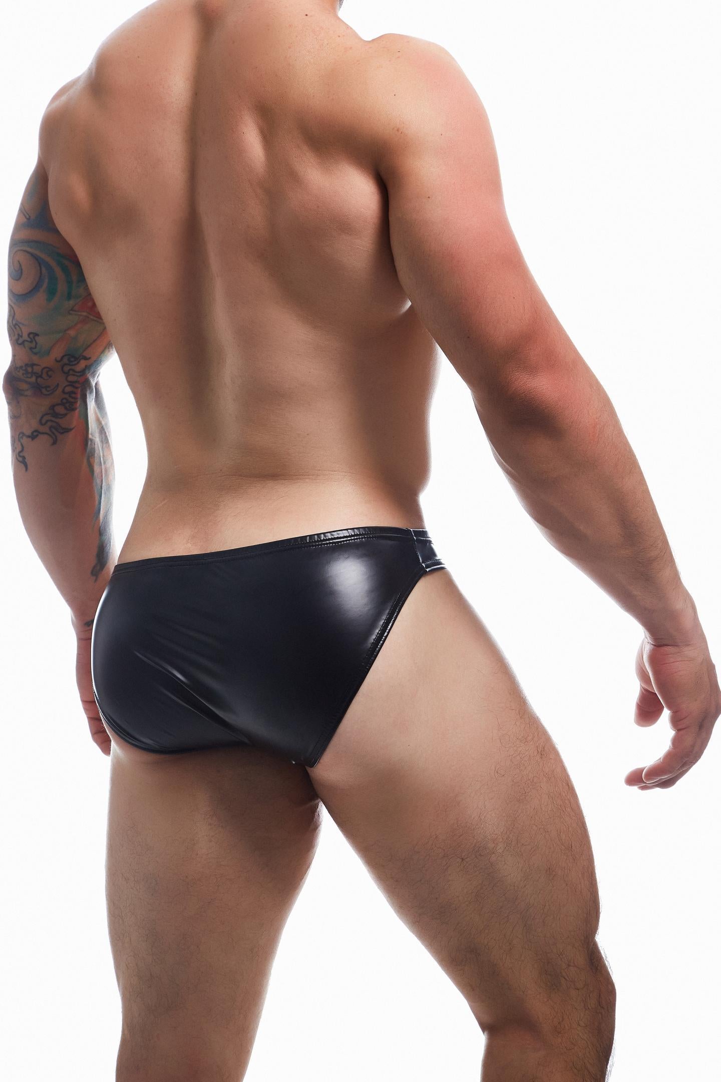 black wetlook bikini briefs BL4CK04 - XL-1