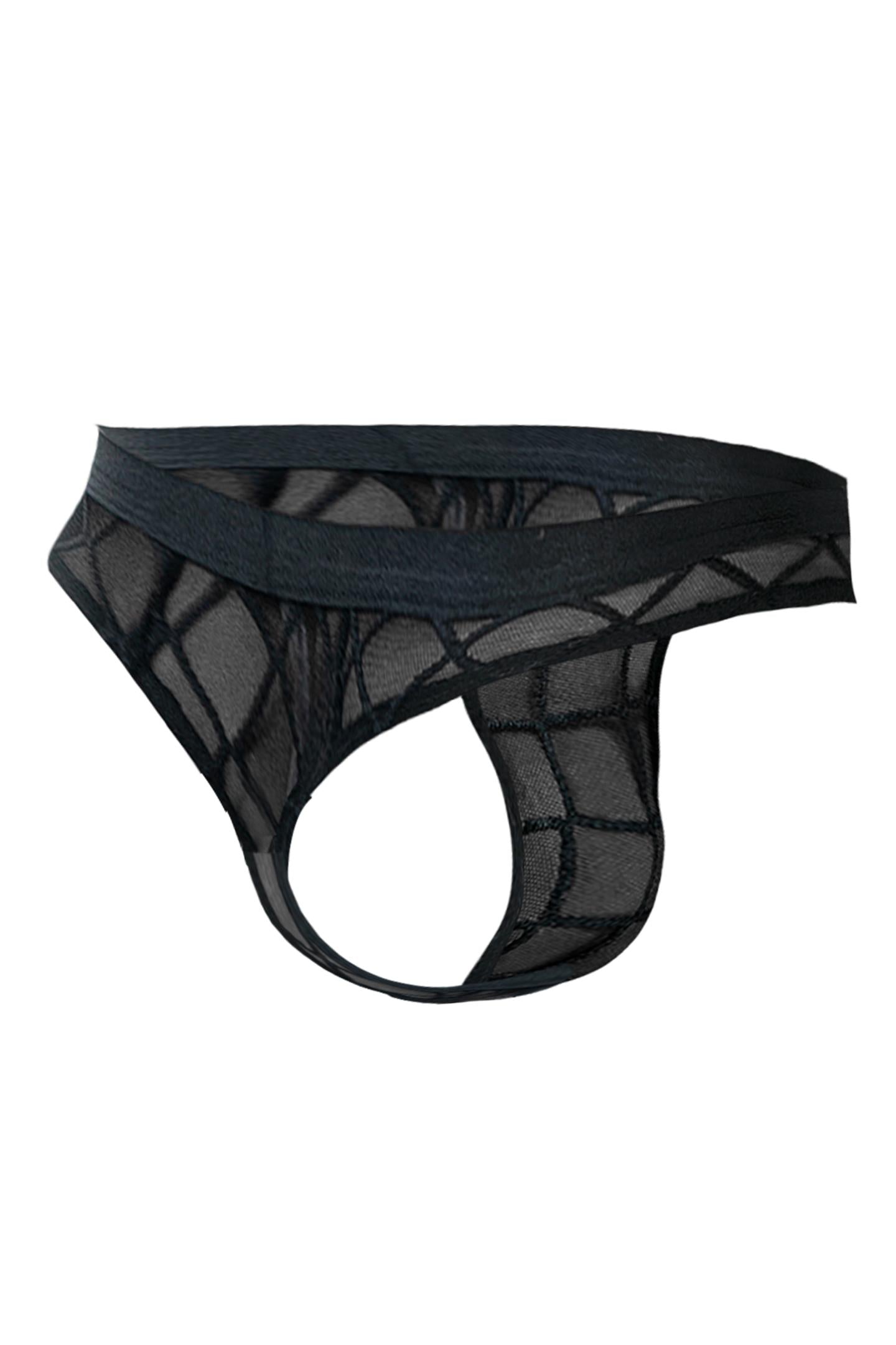 Black Web Sheer Thong RAV109 - XL-1