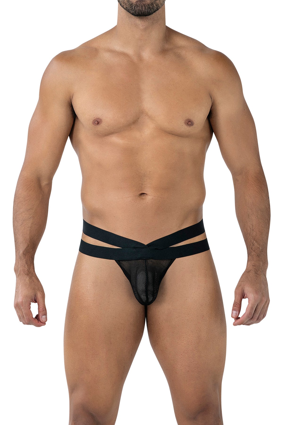 Black Mesh Crossed Thong RAV105 - XL-2