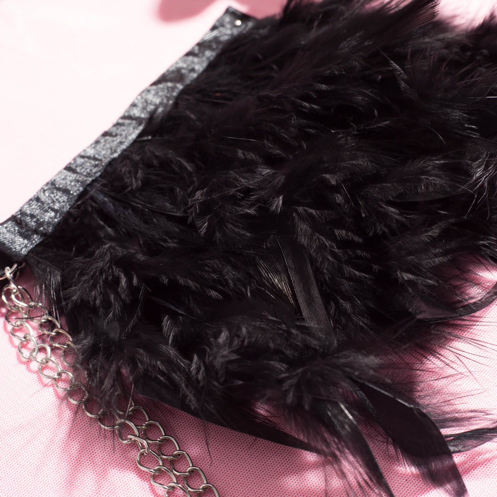 Cupless Metal Chain Bra Three-Piece Set with Feather Waist-6