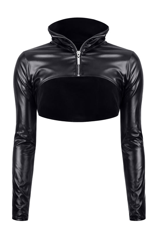 black short wetlook Jacket DDMarika001 - 2XL-0