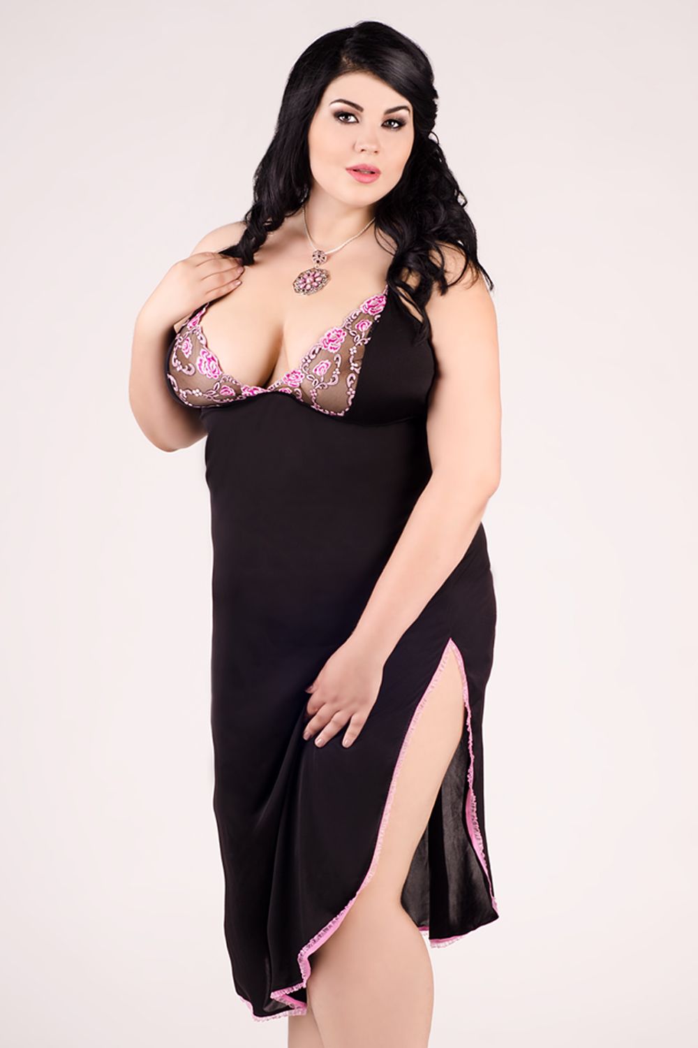 long black Chemise E/2003 46/48 by Andalea Lingerie-1