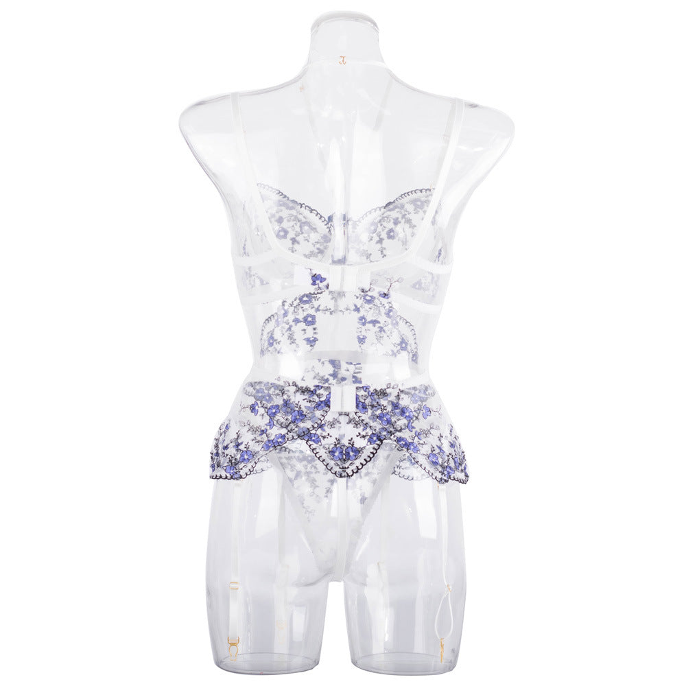 Elegant White Bustier Set with Sheer Mesh - Wholesale Lingerie-12