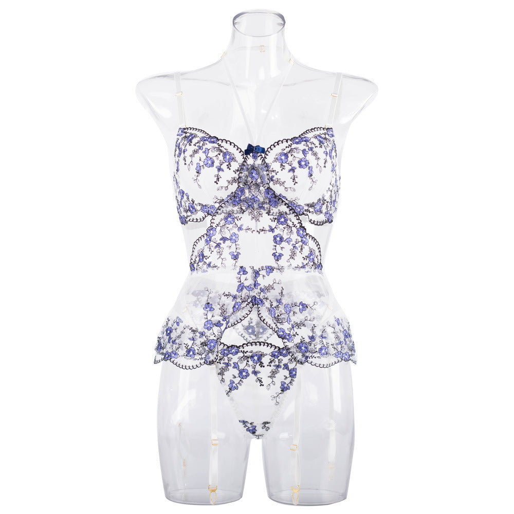 Elegant White Bustier Set with Sheer Mesh - Wholesale Lingerie-10