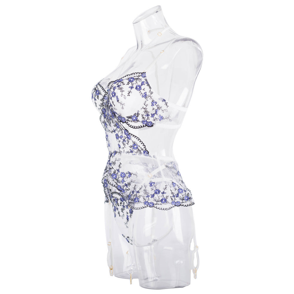 Elegant White Bustier Set with Sheer Mesh - Wholesale Lingerie-11