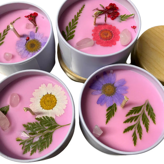 Soothe and Calm Frosted Rose and Pink Pepper with Rose Quartz Eco Soy Candle 100ml-0