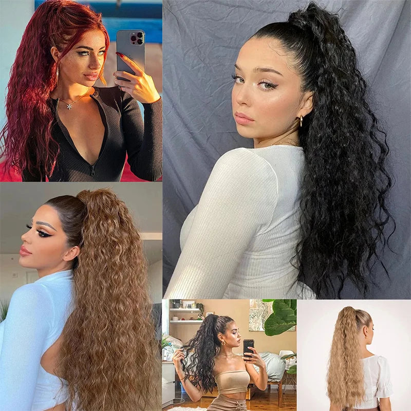 Long Curly Wavy Ponytail Hair Extension-1