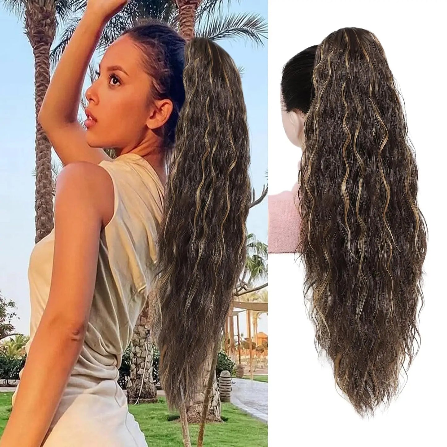 Long Curly Wavy Ponytail Hair Extension-7