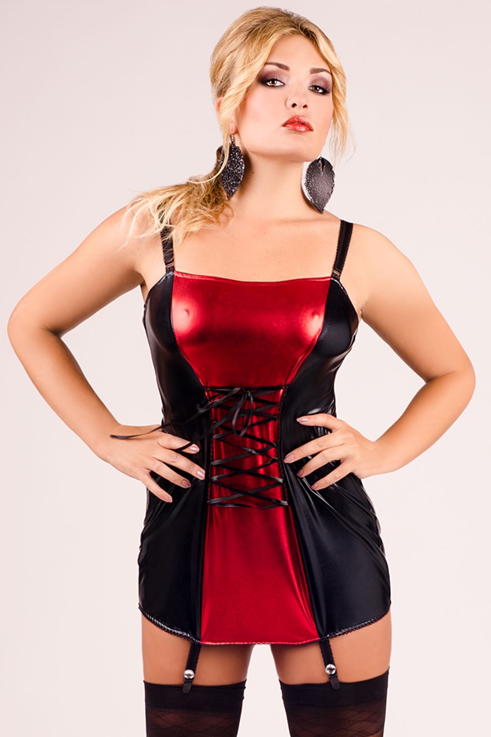black/red Suspender Dress M/1024 54/56 by Andalea Lingerie-1