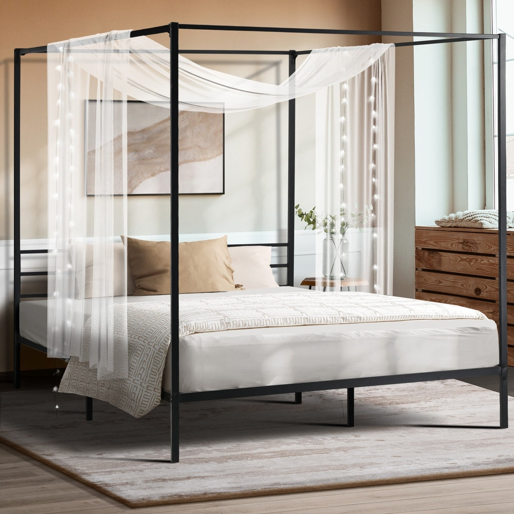 NNEED Metal Canopy Bed Frame Queen Size Platform-1