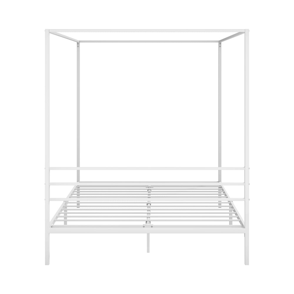 NNEED Metal Canopy Bed Frame Queen Size White-1