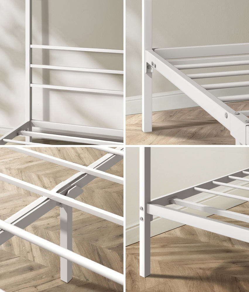 NNEED Metal Canopy Bed Frame Queen Size White-3