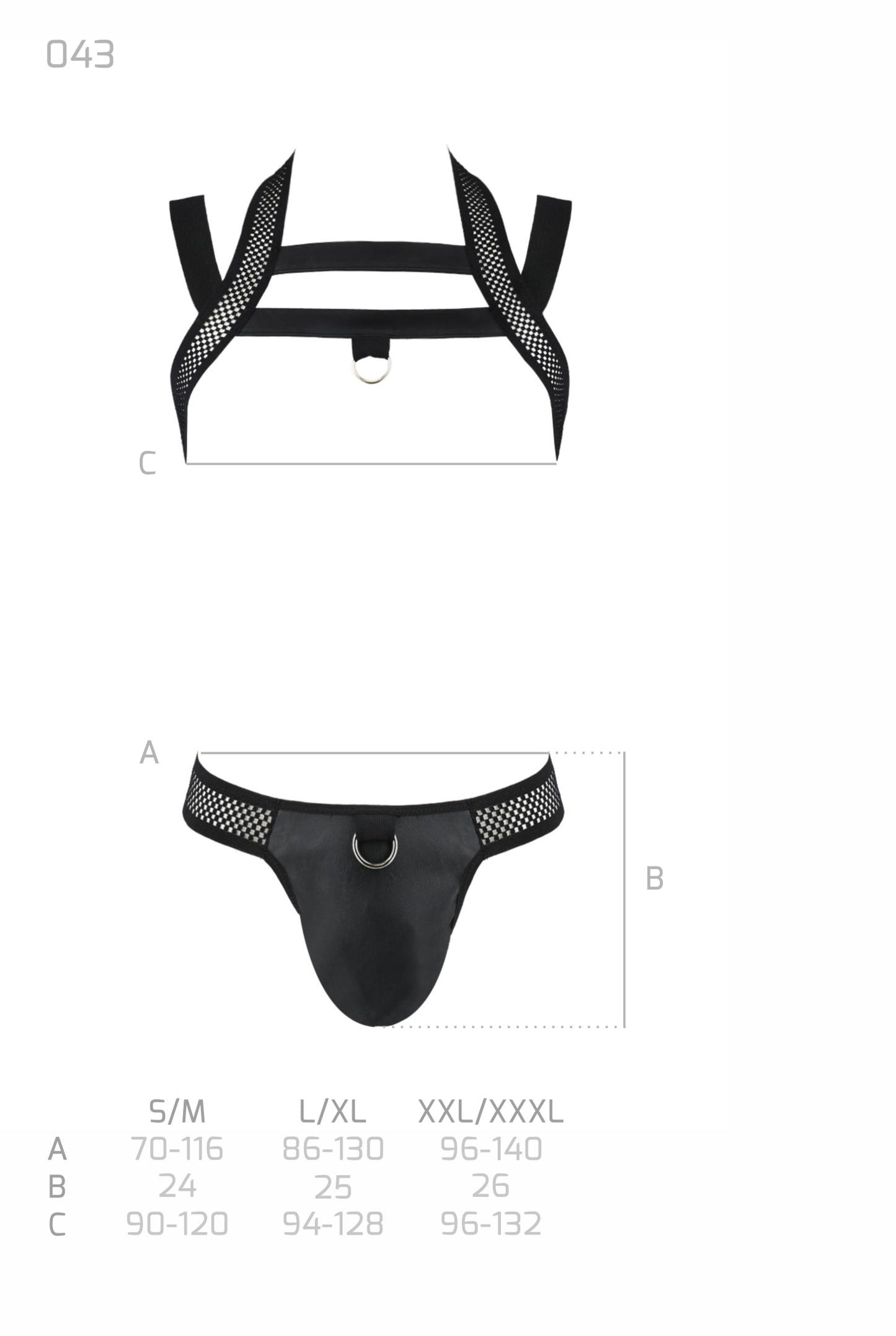 black Harness Set 043 - 2XL/3XL-6