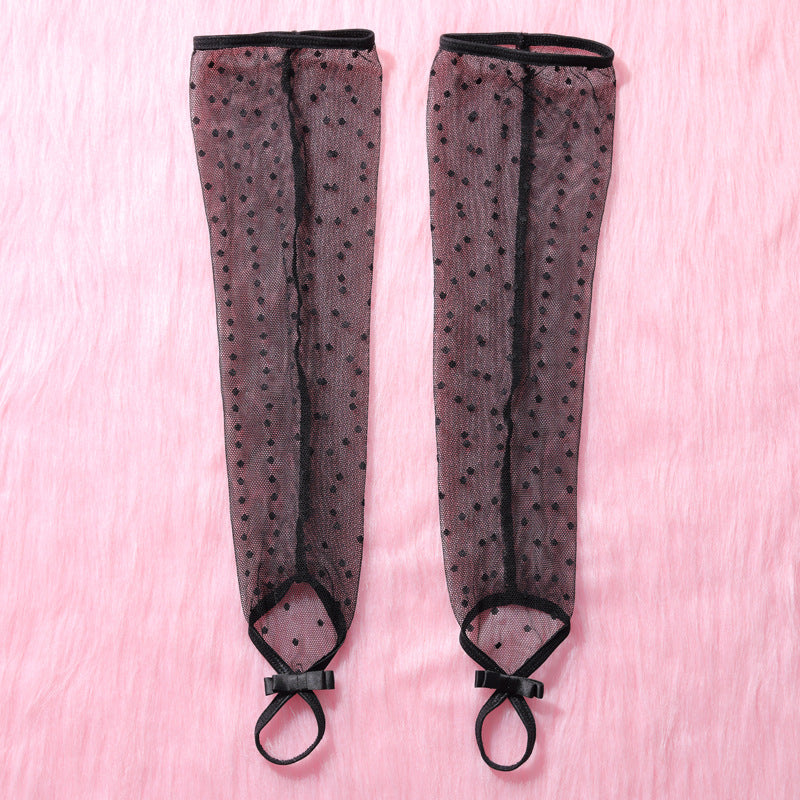 Wholesale Midnight Polka Dot Lace Chemise Set-11