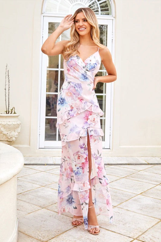 Nalia Pink Floral Maxi Dress-0