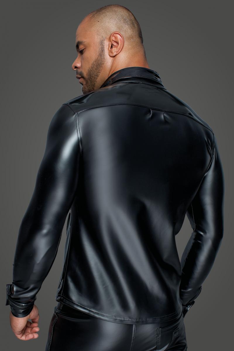 Long-sleeved Powerwetlook & PVC shirt H064- 3XL-1