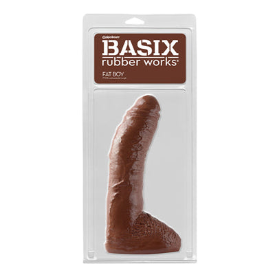 Basix Rubber Works Fat Boy 10 in. Dildo With Balls Brown-0