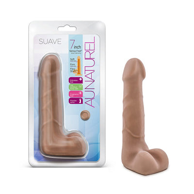 Au Naturel Suave 7 in. Posable Dual Density Dildo with Balls Tan-0