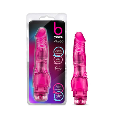 B Yours Vibe 4 Realistic 8 in. Vibrating Dildo Pink-0