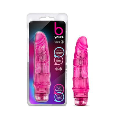 B Yours Vibe 3 Realistic 7.75 in. Vibrating Dildo Pink-0