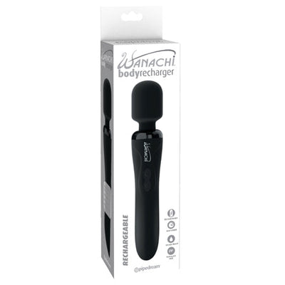Wanachi Body Recharger Rechargeable Silicone Wand Vibrator Black-0