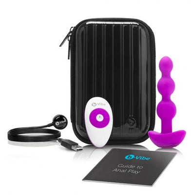 b-Vibe Triplet Rechargeable Remote-Controlled Vibrating Anal Beads Plug Fuchsia-0