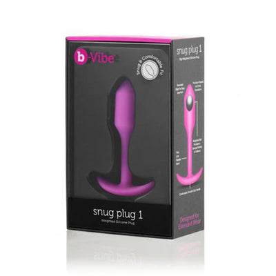 b-Vibe Snug Plug 1 Weighted Silicone Anal Plug Fuchsia-0