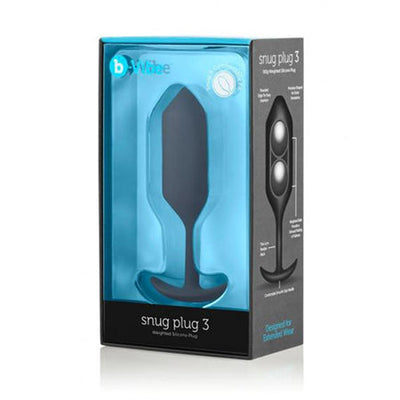 b-Vibe Snug Plug 3 Weighted Silicone Anal Plug Black-0