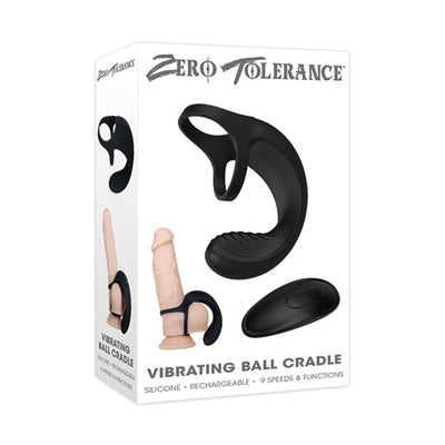 Zero Tolerance Vibrating Ball Cradle Rechargeable Remote-Controlled Silicone Cockring Black-0