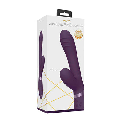 VIVE TANI Rechargeable Finger Motion With Pulse-Wave & Vibrating Silicone Dual Stimulator Purple-0