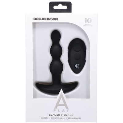 A-Play BEADED VIBE Rechargeable Silicone Anal Plug with Remote Black-0