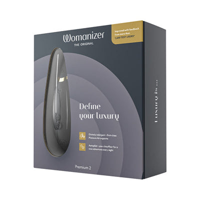 Womanizer Premium 2 Rechargeable Silicone Luxurious Pleasure Air Clitoral Stimulator Black-0