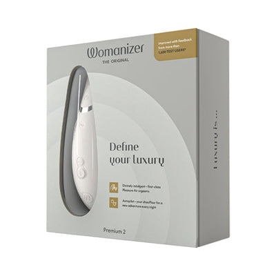 Womanizer Premium 2 Rechargeable Silicone Luxurious Pleasure Air Clitoral Stimulator Warm Gray-0