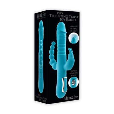 Adam & Eve Eve's Thrusting Triple Joy Rabbit Vibrator Teal-0
