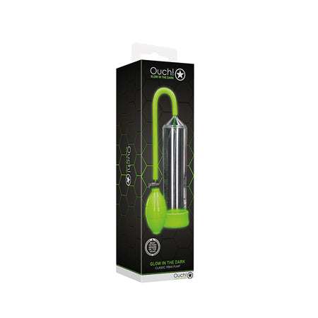 Ouch! Glow in the Dark Classic Penis Pump Neon Green-0