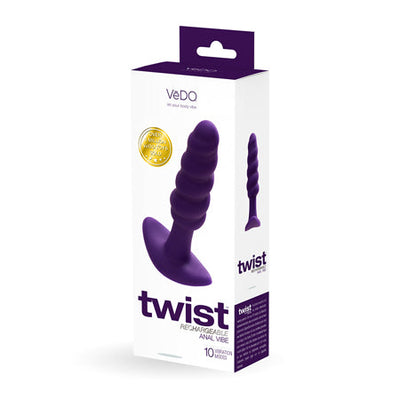 VeDO Twist Rechargeable Silicone Vibrating Anal Plug Purple-0
