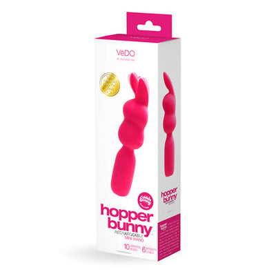 VeDO Hopper Bunny Rechargeable Silicone Mini Wand Vibrator Pink-0