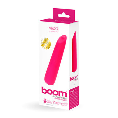 VeDO Boom Rechargeable Warming Silicone Slimline Vibrator Pink-0