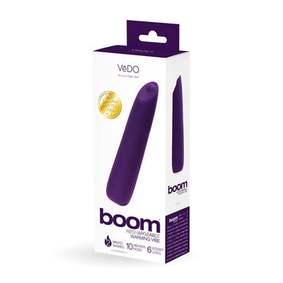 VeDO Boom Rechargeable Warming Silicone Slimline Vibrator Purple-0