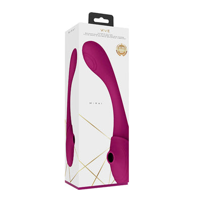 VIVE MIRAI Rechargeable Double Ended Pulse Wave & Air Wave Bendable Silicone Vibrator Pink-0