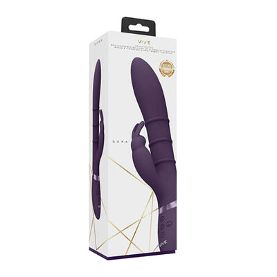 VIVE SORA Rechargeable Silicone G-Spot Rabbit Vibrator with Up & Down Stimulating Rings Purple-0