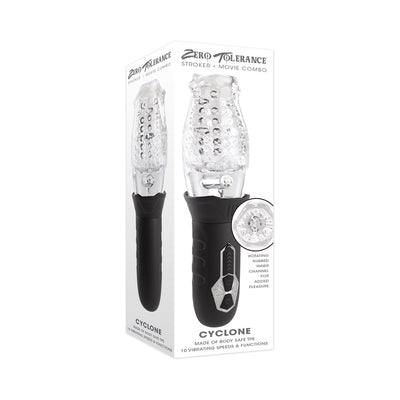 Zero Tolerance Cyclone Rechargeable Vibrating Spinning Stroker Black Clear-0