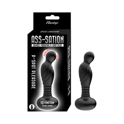 Ass-Sation Remote Vibrating P-Spot Plug Black-0