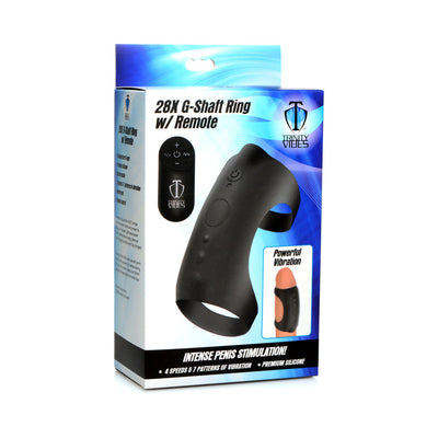 Trinity Men 28X G-Shaft Silicone Cock Ring with Remote-0