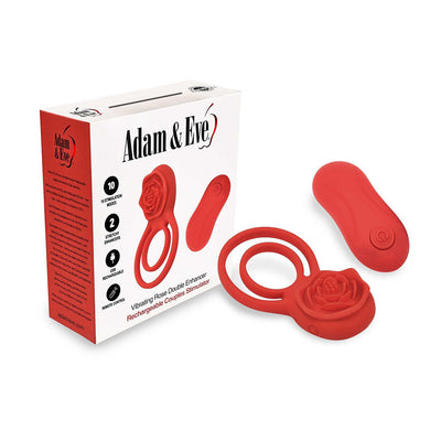 Adam & Eve Double Ring Vibrating Rose Cock Ring-0
