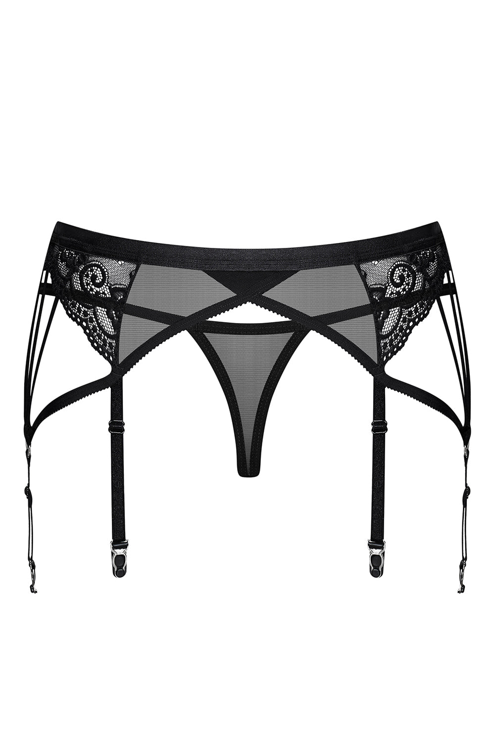 854-GAR-1 Garter Belt + T-String black - L/XL-3