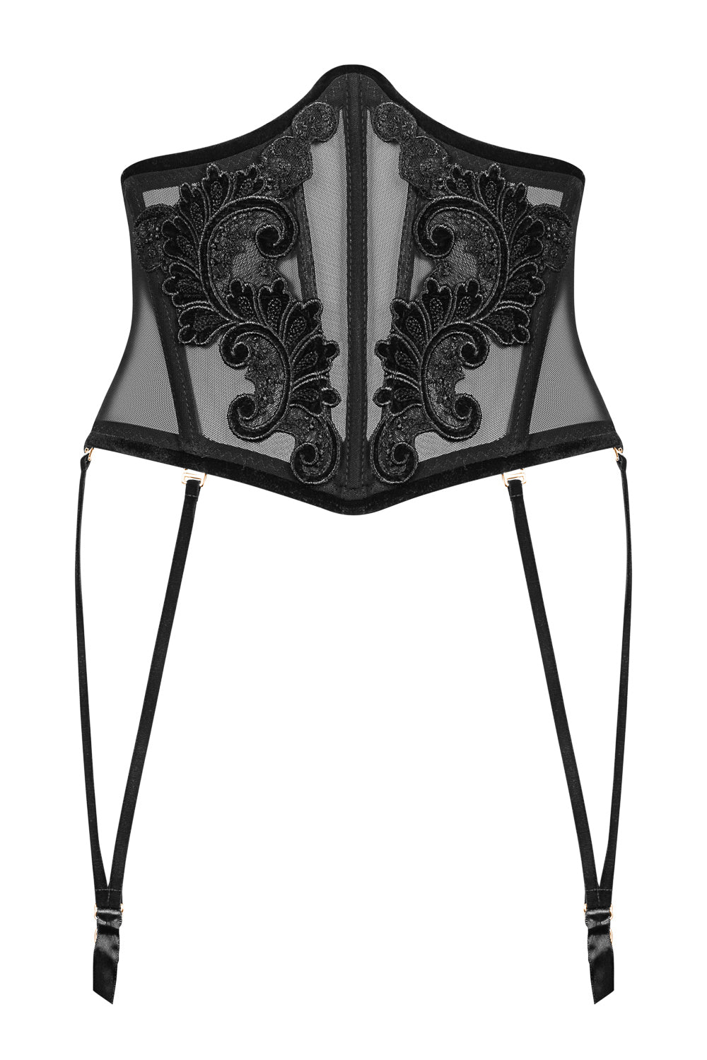 2018 Women Tulle Waspie with embroidery, suspenders and belt - 44-0