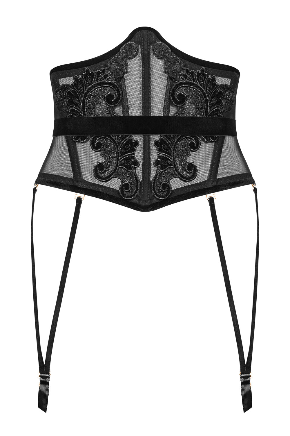 2018 Women Tulle Waspie with embroidery, suspenders and belt - 44-2