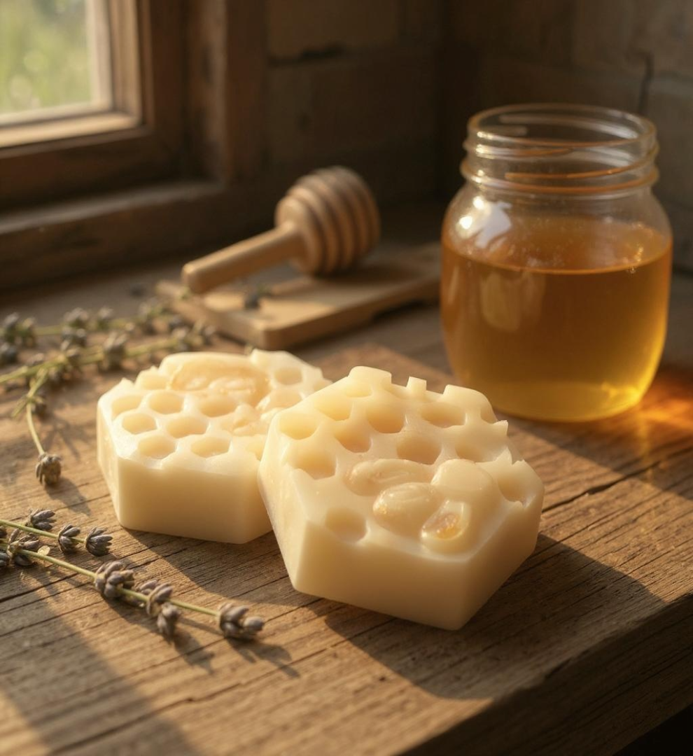 Honey Soap in Peppermint and Lime Oils, Honey from our Hives-1