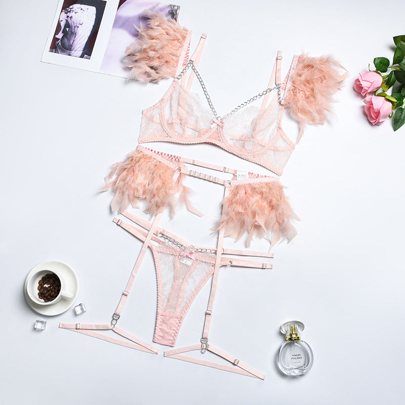 Pink Enchanting Lace Bra & Panty Set with Garter10